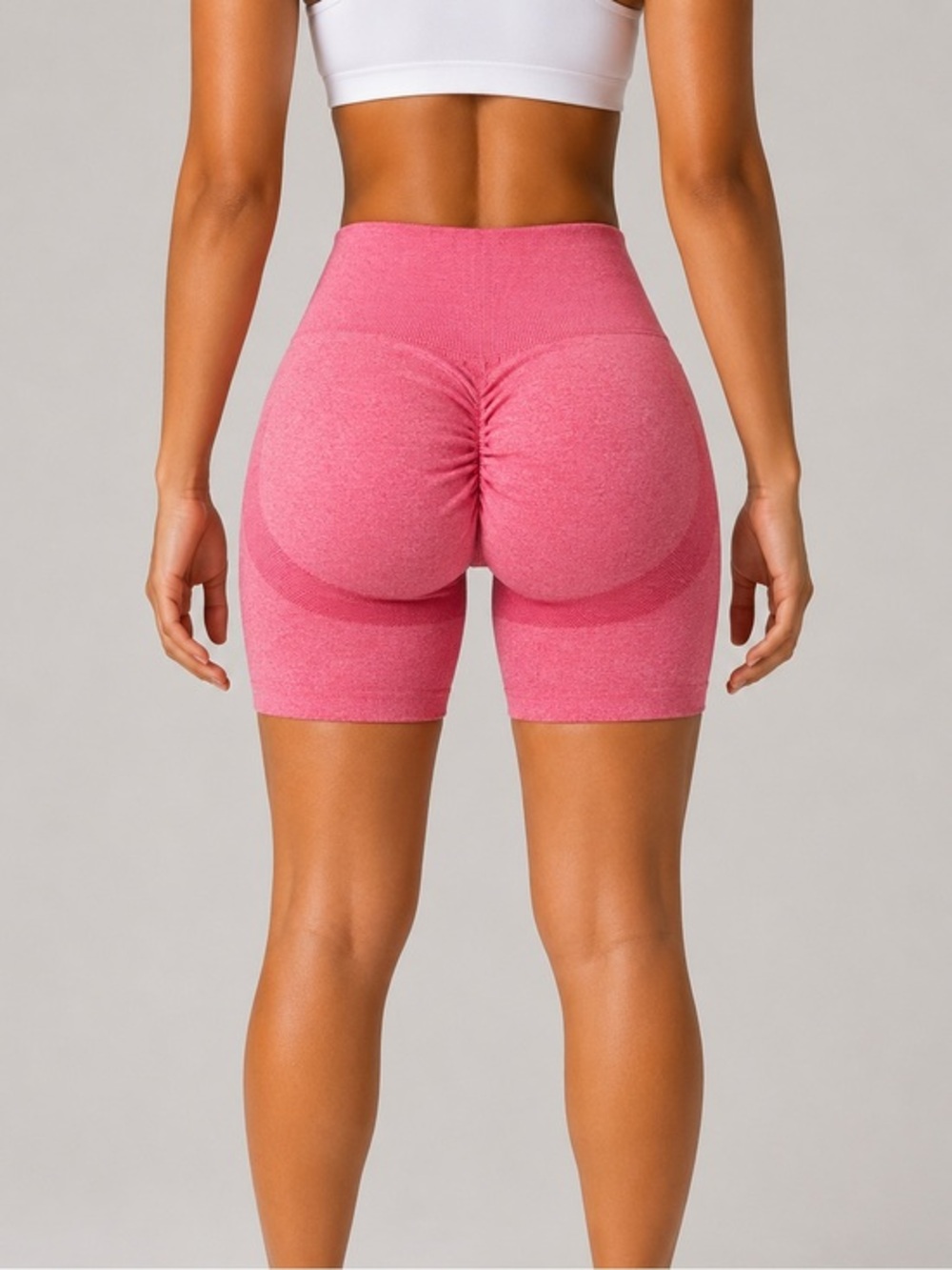 Seamless High-Waist Pink Scrunch Bike Shorts